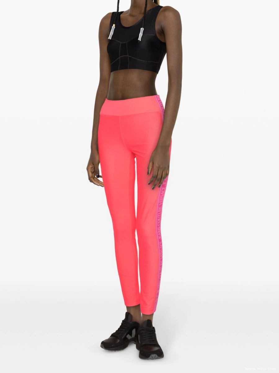 Cheap Women Versace Couture logo-tape cropped leggings Jeans 0728